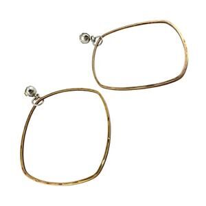 Vintage 925 Sterling Silver Mixed Metal Copper Brass Large Dangle Hoop Earrings